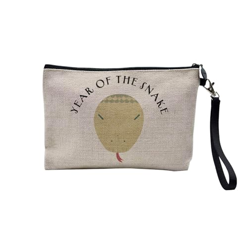 Tasche aus Leinen – Kollektion chinesisches Sternzeichen Astrologie Sternbild minimalistisch Tarot Tiere Neujahr China – Kosmetiktasche aus Leinen – Kulturbeutel – Geldbörse, Year Snake, 23.5 x 15 cm, von Fabulous