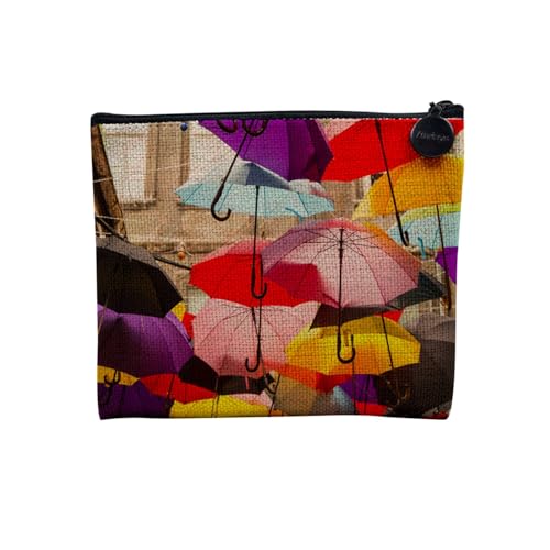 Tasche aus Leinen – Kunst Aquarell Malerei Kunst Digital Grafik – Kosmetiktasche aus Leinen Optik – Kulturbeutel – Geldbörse, Regenschirm Farbe:, 15 x 10 cm, Kosmetiktasche von Fabulous