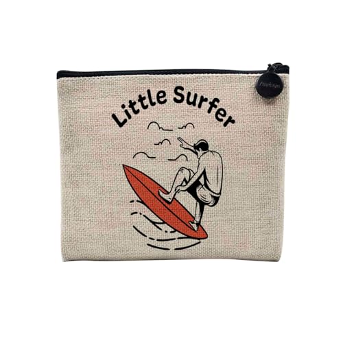 Tasche aus Leinen – Little Surfer Sport Kinder Surfen Strand – Kosmetiktasche aus Segeltuch in Leinenoptik – Geldbörse – 15 x 10 cm, leinen, 15 x 10 cm, Kosmetiktasche von Fabulous
