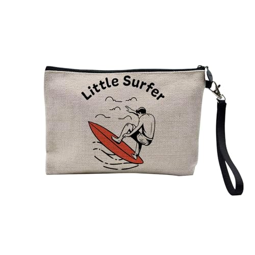Tasche aus Leinen – Little Surfer Sport Kinder Surfen Strand – Kosmetiktasche aus Segeltuch in Leinenoptik – Geldbörse – 15 x 10 cm, leinen, 23.5 x 15 cm, Kosmetiktasche von Fabulous