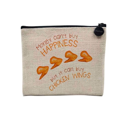 Tasche aus Leinen – Money Can't Buy Happiness English Collection Hobby Sport Music Car Passion – Kosmetiktasche aus Leinen – Kulturbeutel – Geldbörse, Chicken Wings, 15 x 10 cm, Kosmetiktasche von Fabulous