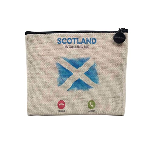 Tasche aus Leinen – Phone Call is Calling Me Sport Leisure Passion Kultur Tourism Travel – Kosmetiktasche aus Segeltuch in Leinenoptik – Kulturbeutel – Geldbörse, Schottland, 15 x 10 cm, von Fabulous