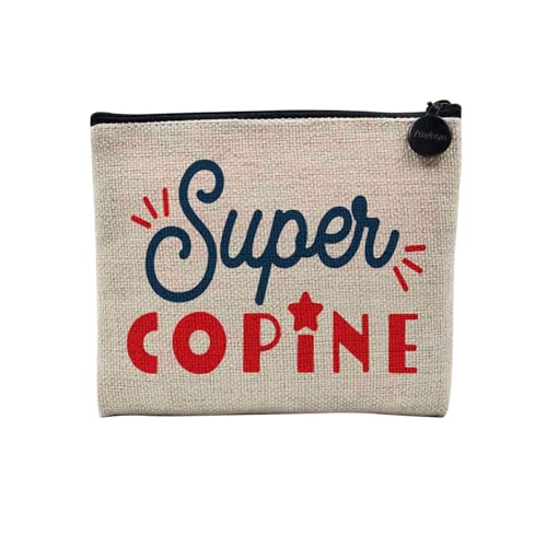 Tasche aus Leinen – Super Freundin Beste Freundin Kinder Mädchen – Kosmetiktasche aus Segeltuch in Leinenoptik – Geldbörse – 15 x 10 cm, Freundin 2, 15 x 10 cm, Kosmetiktasche von Fabulous