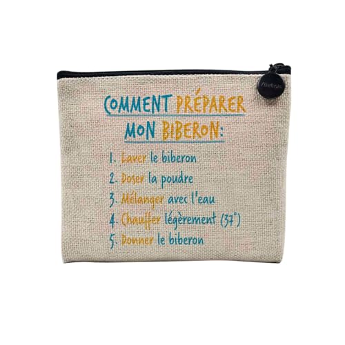 Tasche aus Leinen – Wie man ein Fläschchen für Papa Mama Witz zubereitet – Kosmetiktasche aus Leinen in Leinenoptik – Geldbörse – 15 x 10 cm, leinen, 15 x 10 cm, Kosmetiktasche von Fabulous