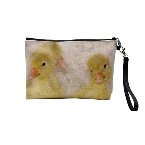 Tasche aus Leinen – Wildtiere Wiese Felder Tiere Aufzucht Kuh Wolf Bär Natur Tierfoto – Kosmetiktasche aus Leinen – Kulturbeutel – Geldbörse, Entenküken, 23.5 x 15 cm, Kosmetiktasche von Fabulous