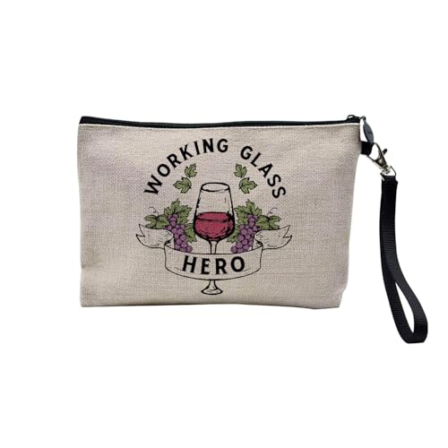 Tasche aus Leinen – Working Glass Hero Wine Working Class Song – Kosmetiktasche aus Leinen in Leinenoptik – Geldbörse – 15 x 10 cm, leinen, 23.5 x 15 cm, Kosmetiktasche von Fabulous