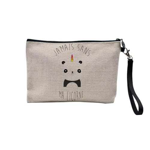 Tasche aus Leinen – nie ohne mein Einhorn Humor Cartoon Panda mit Horn Regenbogen Niedliche Tiere – Kosmetiktasche aus Segeltuch in Leinenoptik – Geldbörse – 15 x 10 cm, leinen, 23.5 x 15 cm, von Fabulous
