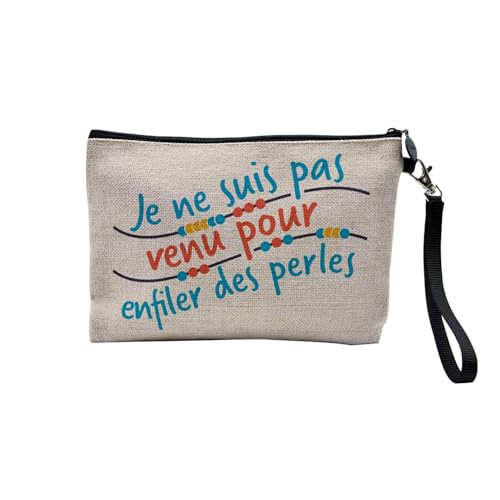 Tasche aus Leinen – niedliches Design für Kinder von Neugeborenen – Kosmetiktasche aus Segeltuch in Leinenoptik – Kulturbeutel – Geldbörse, Perlen einfädeln, 23.5 x 15 cm, Kosmetiktasche von Fabulous
