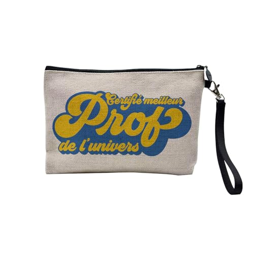 Tasche aus Leinen – zertifiziert Beste Kollegin Familie Mama Party Feier Idee – Kosmetiktasche aus Leinen in Leinenoptik – Kulturbeutel – Geldbörse, Prof – Herren, 23.5 x 15 cm, Kosmetiktasche von Fabulous