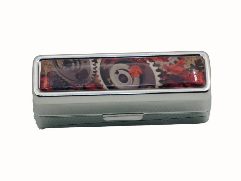 Handgemachter Lippenstifthalter Lippenstiftbehälter Mit Spiegel Steampunk Zahnräder Herbstlaub von FabulousBitsandBobs