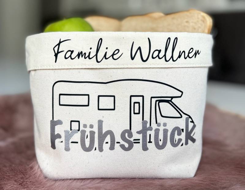 Brötchenkorb Stoff Personalisiert Camping Geschenkidee Korb Camper Frühstückskorb Aus Aufbewahrungskorb von FabulousDecoDE
