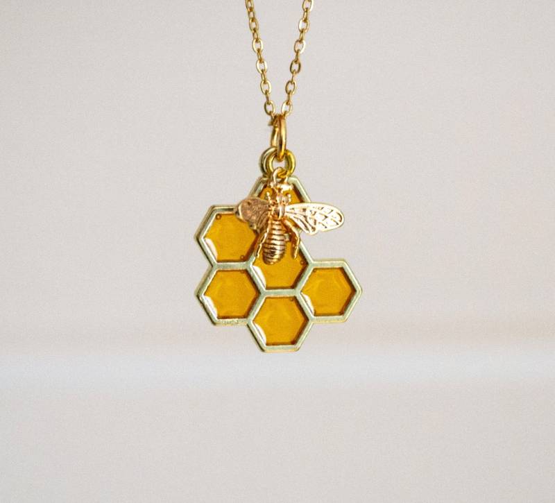 Bienen Kette Waben - Goldfarben Tier Natur Biene von FabulousFunkys