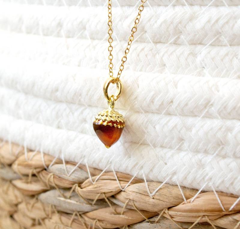 Eichel Nuss Kette - Goldfarben Haselnuss Nut Herbst von FabulousFunkys