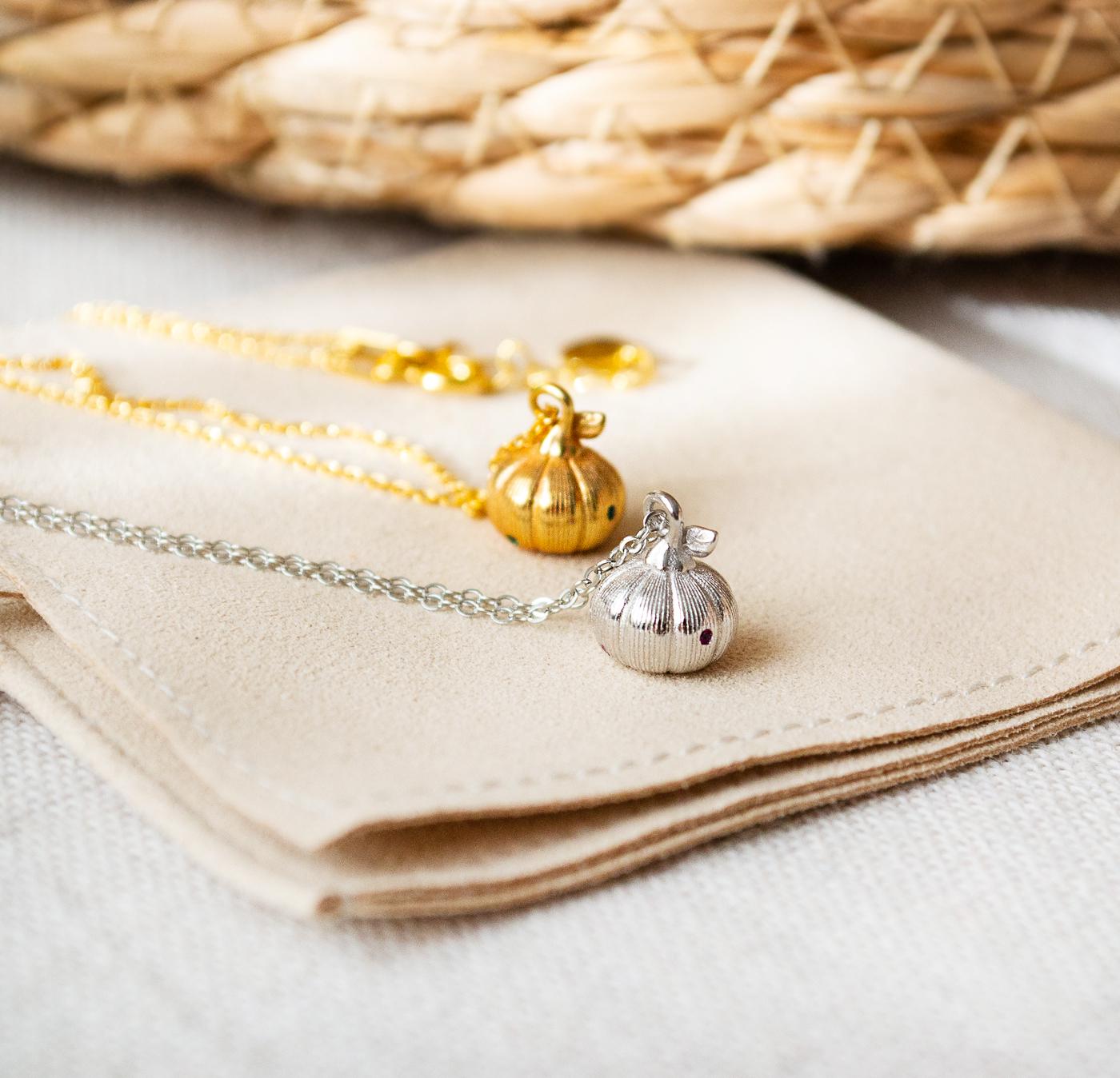 Feine Kürbis Kette - 925Er Goldfarben/Silberfarben Gemüse Herbst Pumpkin Halloween von FabulousFunkys