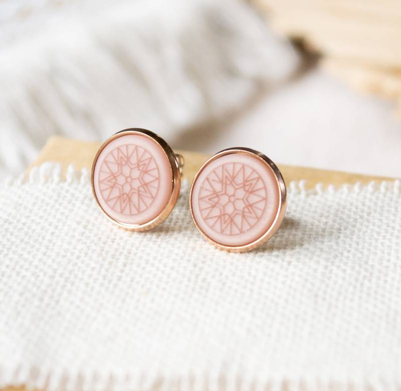Geometrisch Ohrstecker Mit Muster Boho - Pastell Rosa Mandala Cabochon von FabulousFunkys