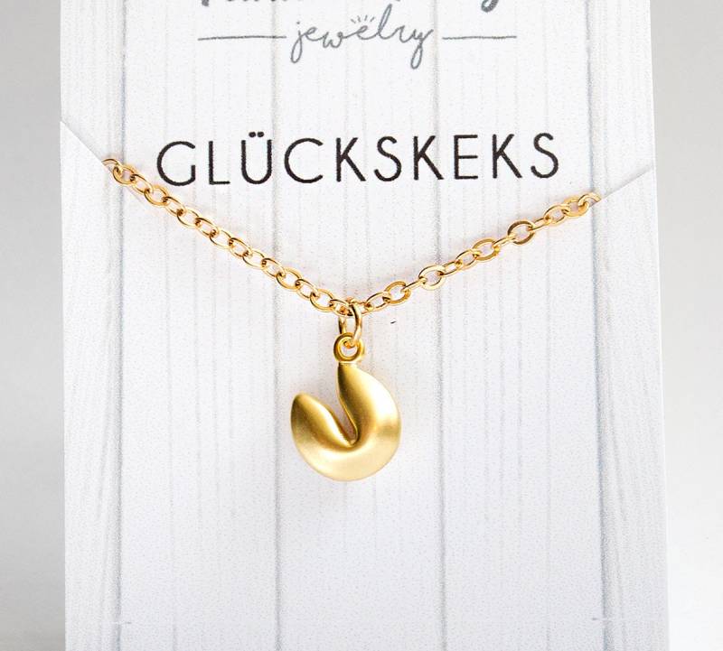 Goldener Glückskeks - Kette Statement Luck Cookie Botschaft Geschenk- Muttertag von FabulousFunkys