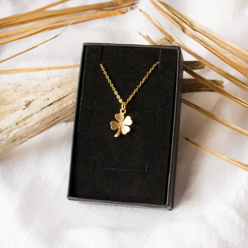 Good Luck - Kleeblatt Kette in Gold Blatt Glück Geschenk Botschaft von FabulousFunkys