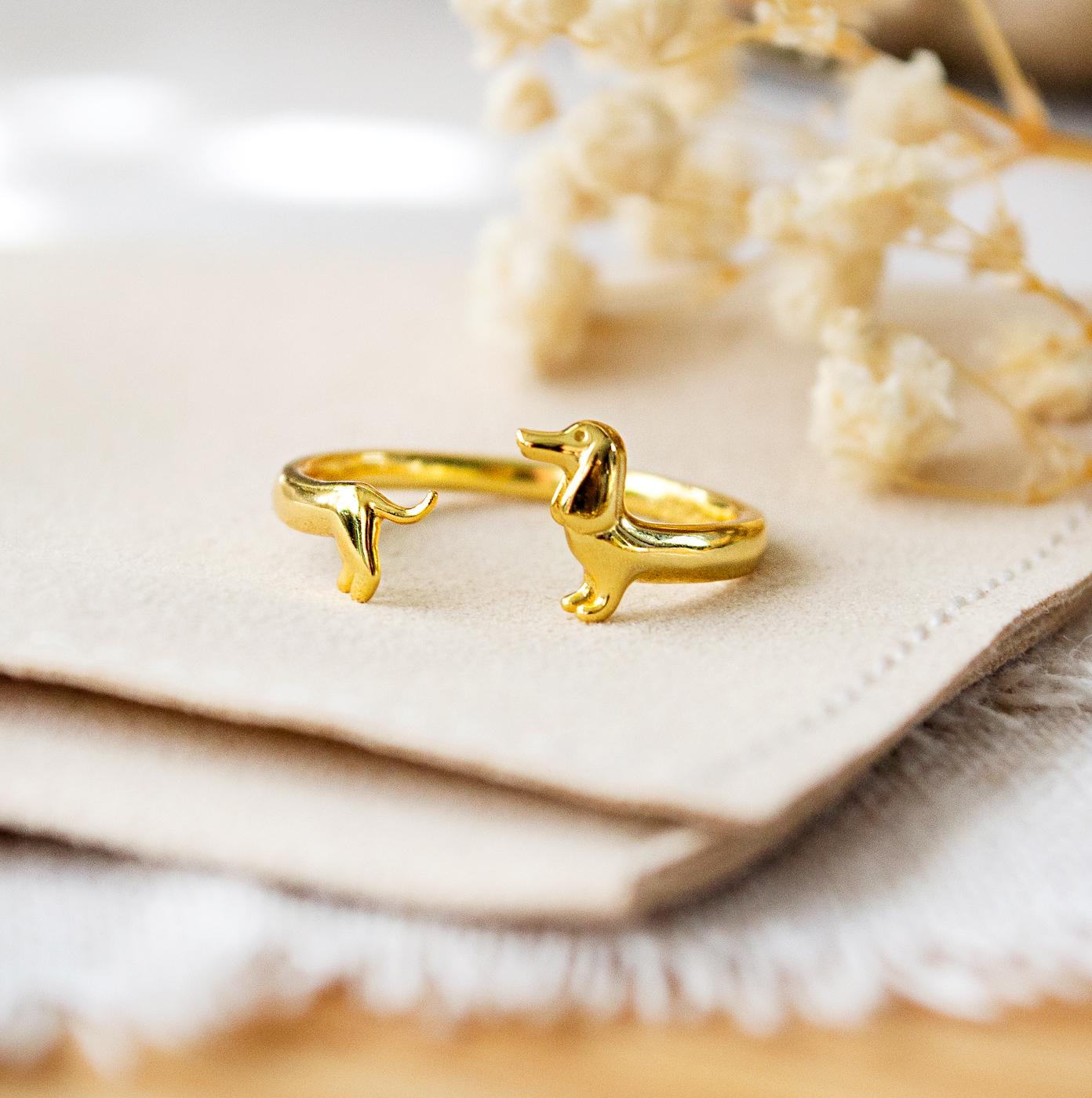 Hunde Dackel Ring - 925 Verstellbar Dachshund Geschenk Dog Hund Tier 925Er Sterling Silber von FabulousFunkys