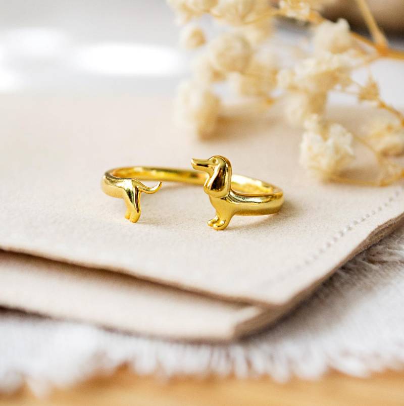 Hunde Dackel Ring - 925 Verstellbar Dachshund Geschenk Dog Hund Tier 925Er Sterling Silber von FabulousFunkys