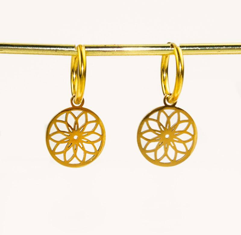 Kreolen Mit Mandala Anhängern - Edelstahl Boho Scheiben von FabulousFunkys