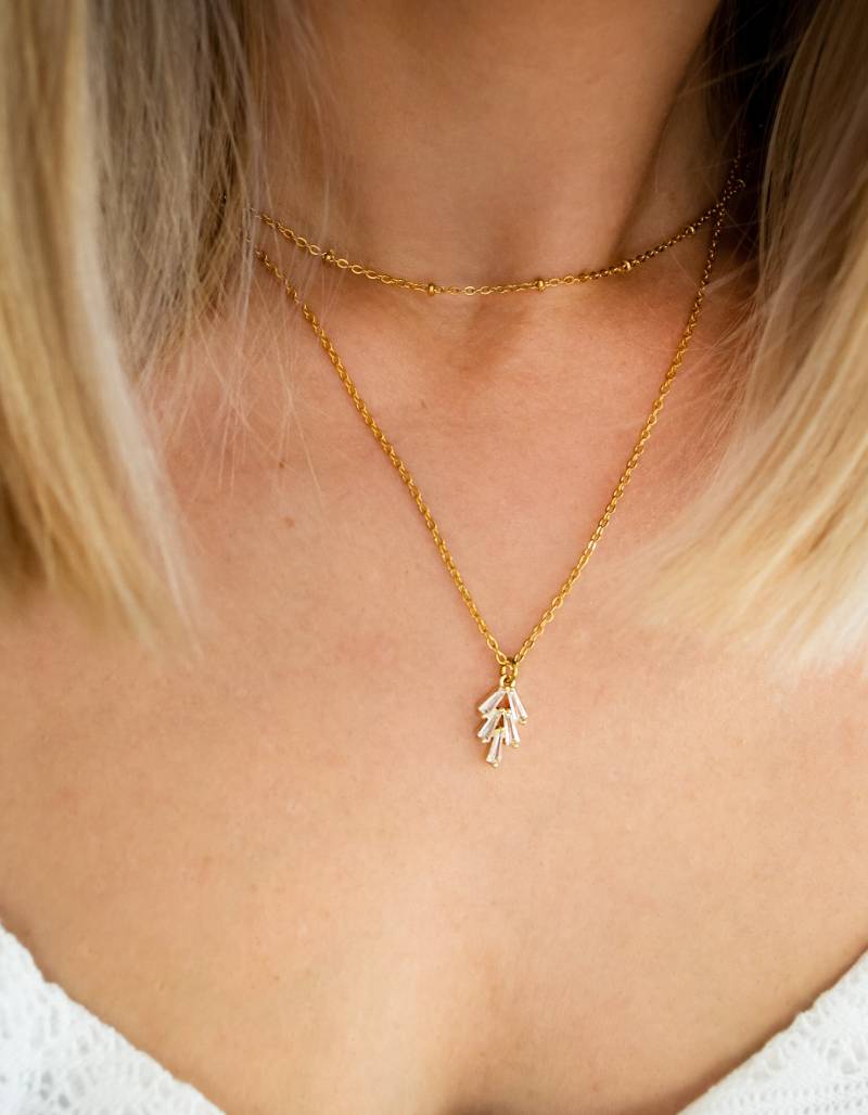 Kristall Tropfen - Kristallkette Gold/Silber Kette Edelstahl Brautschmuck Festlich Elegant Edel Wedding von FabulousFunkys