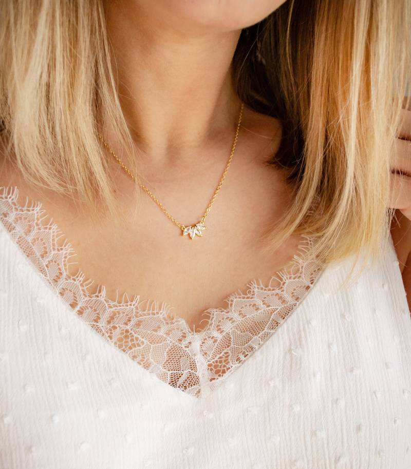 Marquise Diamant Halskette - Kristall Gold Kette Brautschmuck Festlich Elegant Edel Wedding Strass von FabulousFunkys