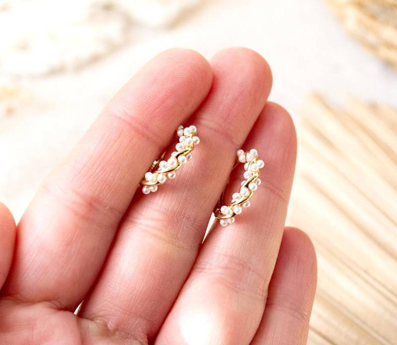 Pearl - Creolen Mit Kleinen Perlen Goldfarben/Silberfarben Boho Summer von FabulousFunkys