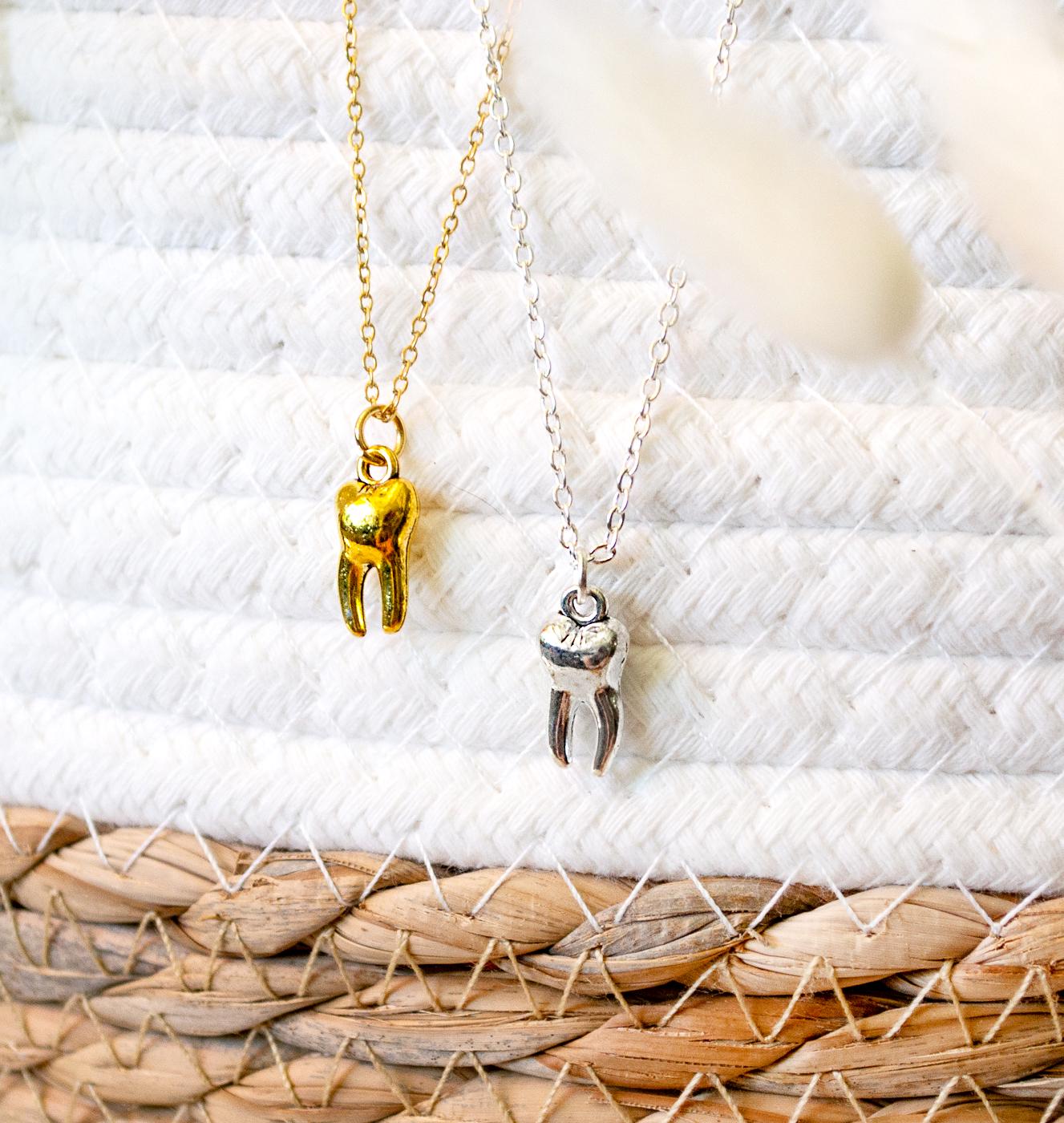 Zahn Kette Silberfarben/Goldfarben - Zahnarzt Milchzahn Zahnfee von FabulousFunkys