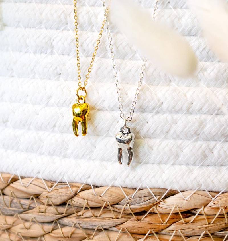 Zahn Kette Silberfarben/Goldfarben - Zahnarzt Milchzahn Zahnfee von FabulousFunkys