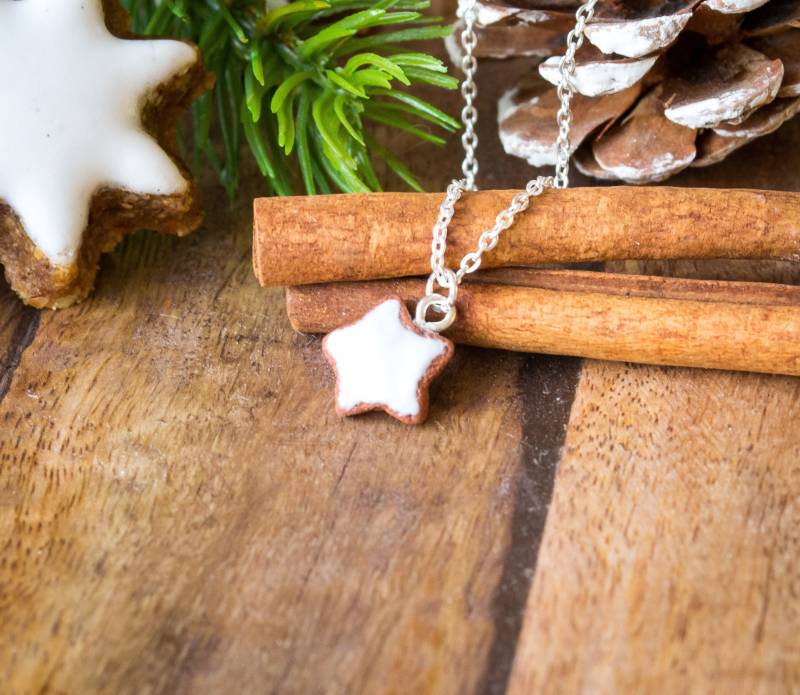 Zimtstern Kette Miniaturefood - Weihnachten Xmas Christmas Gebäck Cookies Edelstahl/925Er Sterling Silber von FabulousFunkys