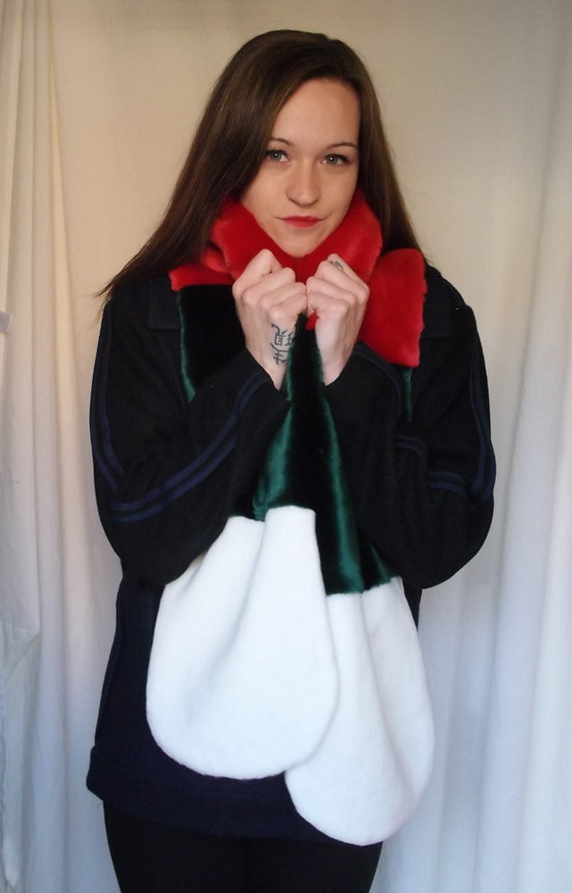 Lange Bunt Faux Pelz Schal in Weihnachtsfarben, Grün, Rot Und Creme Lange Bunt Faux Pelz Schal in Weihnachtsfarben, Grün, Rot Und Creme von FabulousFur