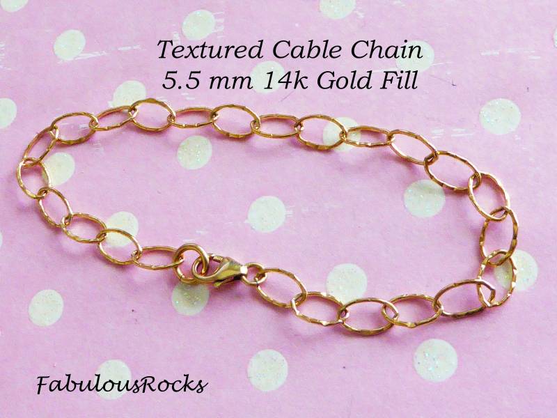 14K Gold Filled Bettelarmband 5, 5 Mm Texturierte Ankerkette von FabulousRocks