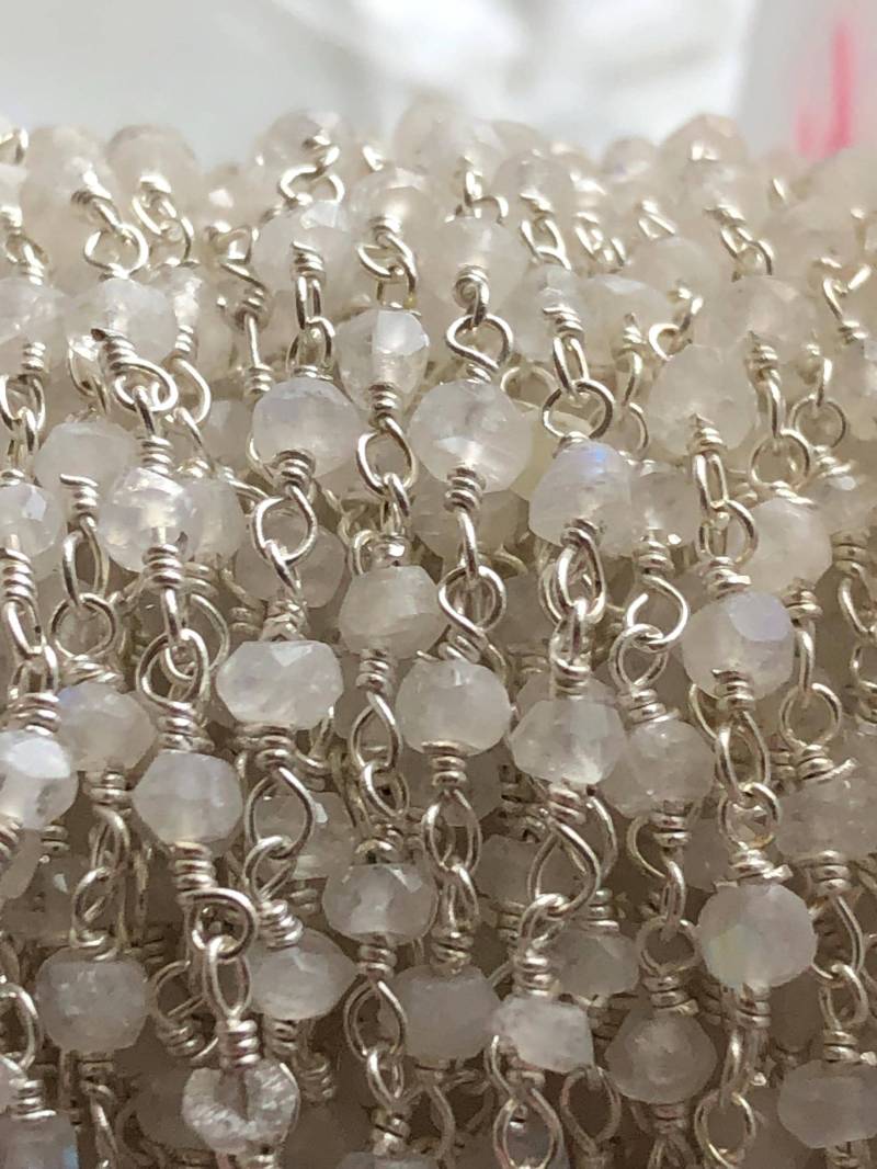 Mondstein Rosenkranz Kette, Wire Wrapped Perlenkette, Gold Oder Versilbert | 16-36 Inch von FabulousRocks