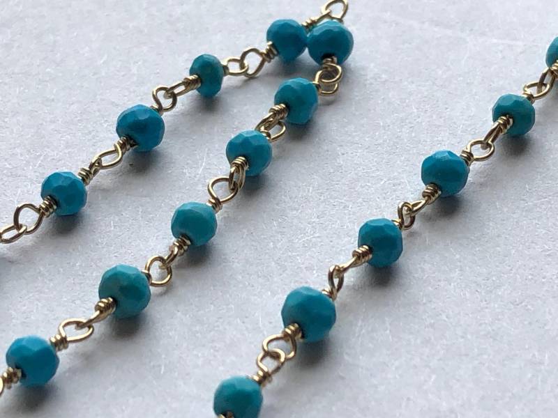 16 Bis 36 "Türkis Rosenkranz Kette, Fertige Wire Wrapped Gebetskette, Vergoldet, Edelsteinkette Solo Getan Drc Rc8 von FabulousRocks