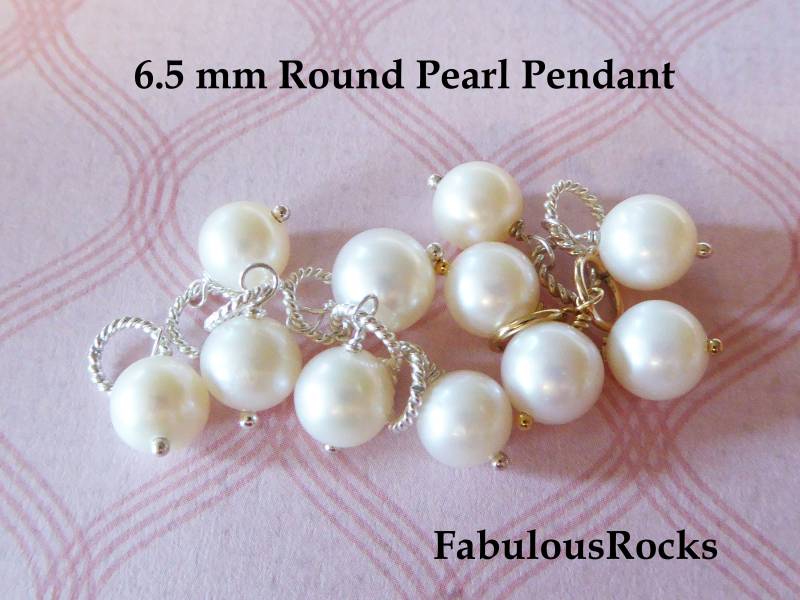 6.5 Mm Süßwasser Perle Anhänger Sterling Silber/Gold Fill Charm von FabulousRocks