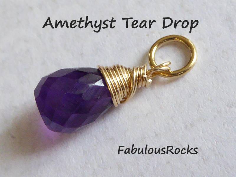 Amethyst Teardrop Anhänger Februar Geburtsstein, Gold Filled Oder Sterling Silber von FabulousRocks