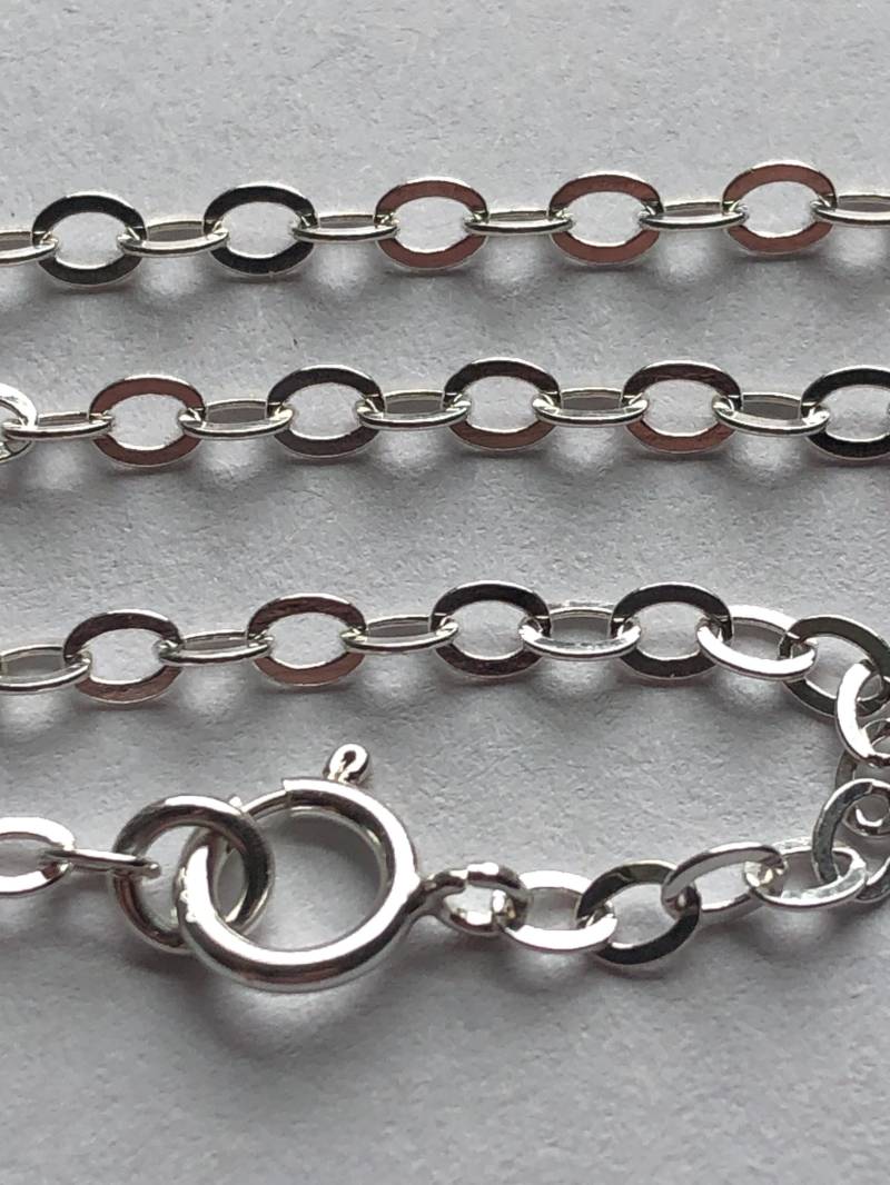 Fertige Halskette, Silber, 16 Oder 18 Zoll, Flach Kabel Kette/ 1 - 100 Stück, 3.5x2.5 Mm, D44.d Hp Solo Gemacht von FabulousRocks