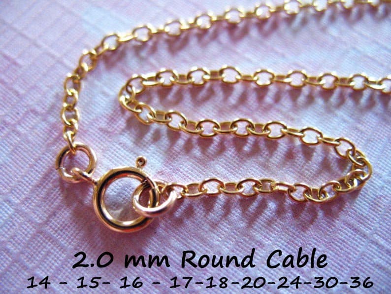 Fertige Halskette Kette, 2 Mm Runde Kabelkette, 14 15 16 18 20 24 30 36 "Zoll/G5.14 G5.16 G5.18 G5.20 G5.24 G5.30 G5.36 Done Solo Tpc von FabulousRocks