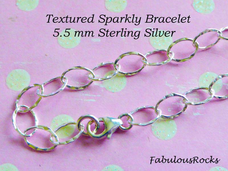 Funkelndes Sterling Silber Bettelarmband 5.5 Mm Strukturierte Kabelkette von FabulousRocks