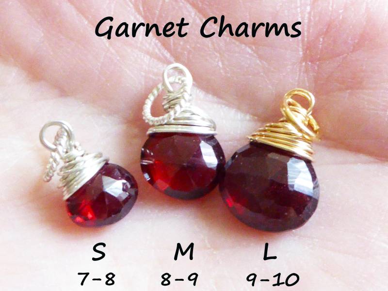 Granat Herz Charm Anhänger Draht Gewickelt Januar Geburtsstein von FabulousRocks