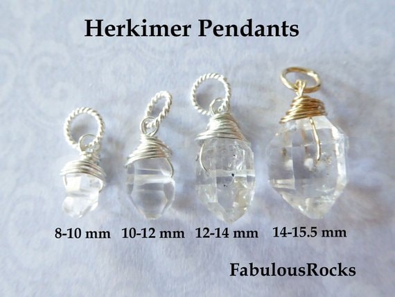 Herkimer Diamant Anhänger Bergkristall Quarz, Sterling Silber/14K Gold Wire Wrapped von FabulousRocks