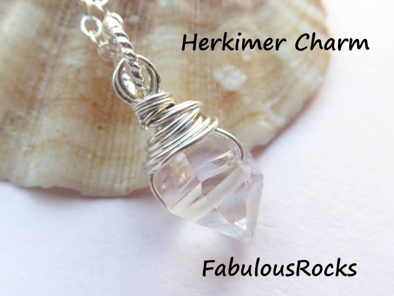 Herkimer Diamant Anhänger Charm Baumeln Drop Halskette/14 K Gold Gefüllt Oder Sterling Silber April Geburtsstein Solo Geschenk Gemdone Gd605 von FabulousRocks