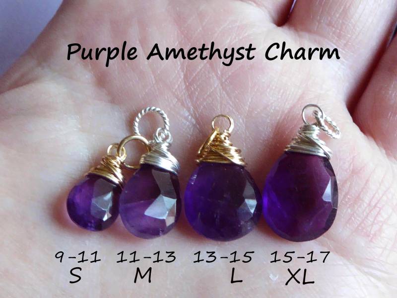 Purple Amethyst Anhänger Charm Fügen Sie Ein Baumeln, Amethyst Schmuck, Sterling Silber Oder Gold Fill Wire Wrap Februar Birthstone Gem Gd31 Solo Tr von FabulousRocks