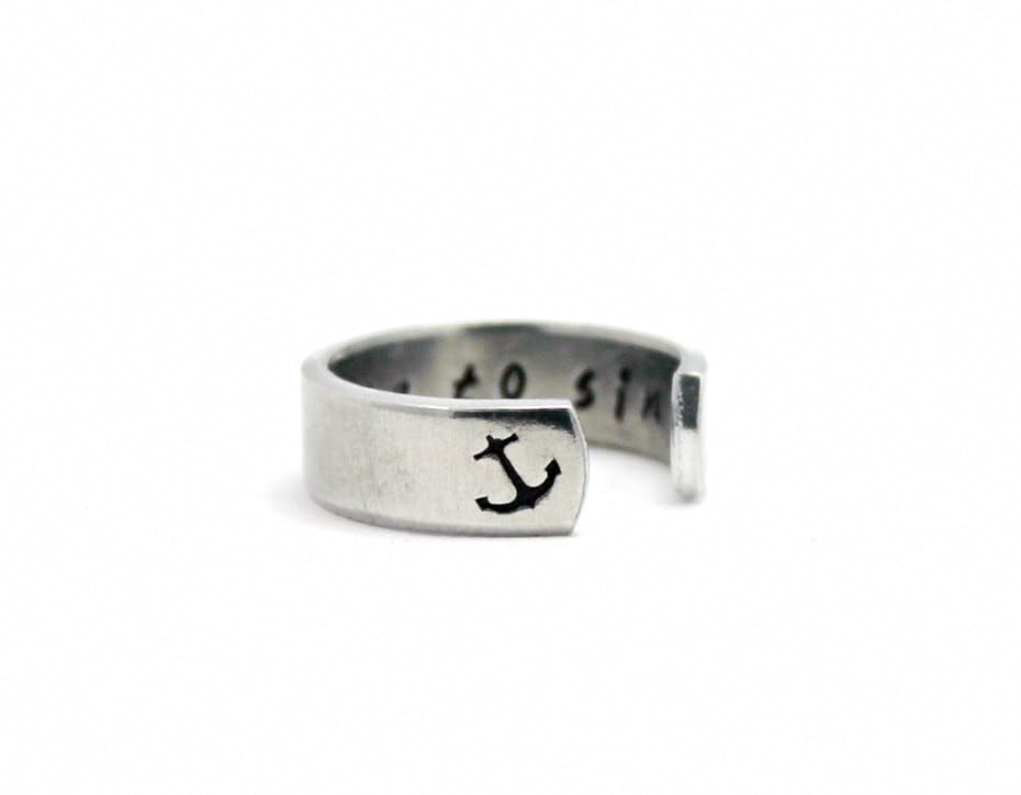 Ich Weigere, Ring Zu Senken, Anker Inspirierende Ring, Nachricht Und Aussage Manschette Personalisierte Motivierende Geschenk-Ring Ich Weigere, Ring Zu Senken, Anker Inspirierende Ring, Nachricht Und Aussage Manschette Personalisierte Motivierende Geschenk-Ring von FabulousStamping