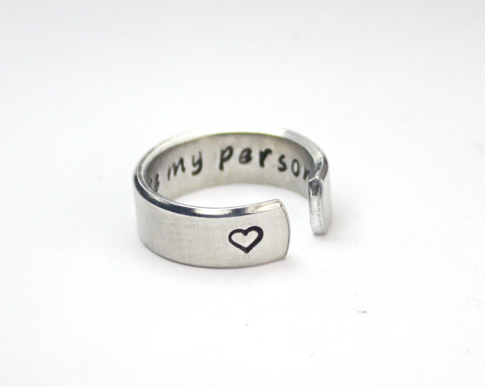 You're My Person Ring, Grey Es Anatomy Inspirierter Handgestempelter Aluminium Manschettenring, Liebesgeschenk You're My Person Ring, Grey Es Anatomy Inspirierter Handgestempelter Aluminium Manschettenring, Liebesgeschenk von FabulousStamping