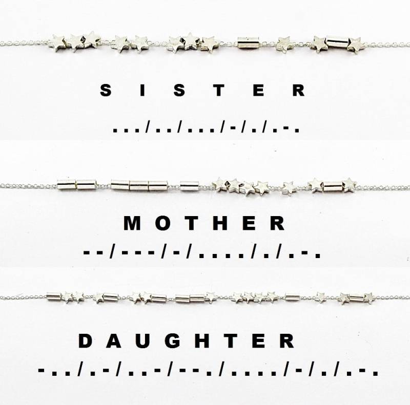 Benutzerdefinierte Morse-Code-Halskette, Sterling Silber Stern Morse Code Schmuck, Mutter Tochter Schwestern Halskette, Personalisierte Geschenk von FabulousWire