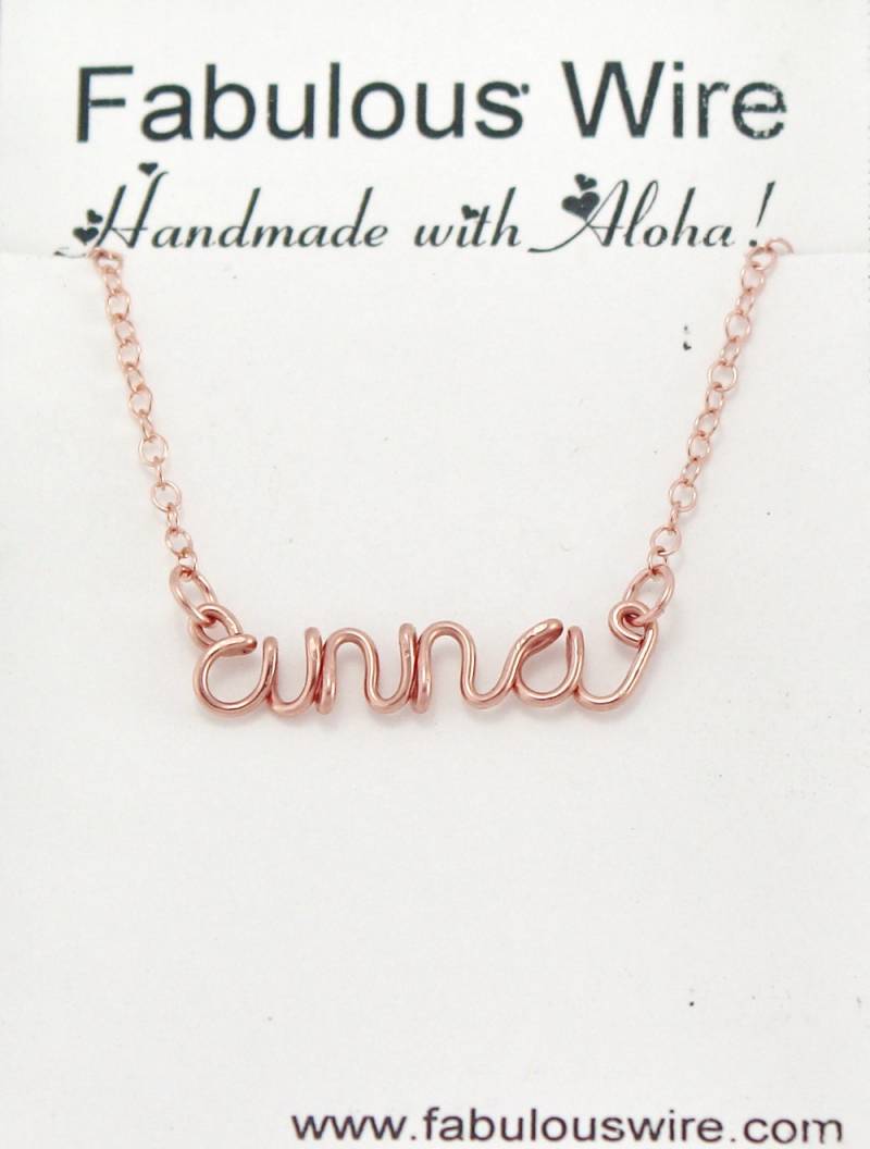 Draht Name Halskette, Custom Aus Kleinbuchstaben Skript Buchstaben Personalisierte Wire Wrap Schmuck von FabulousWire