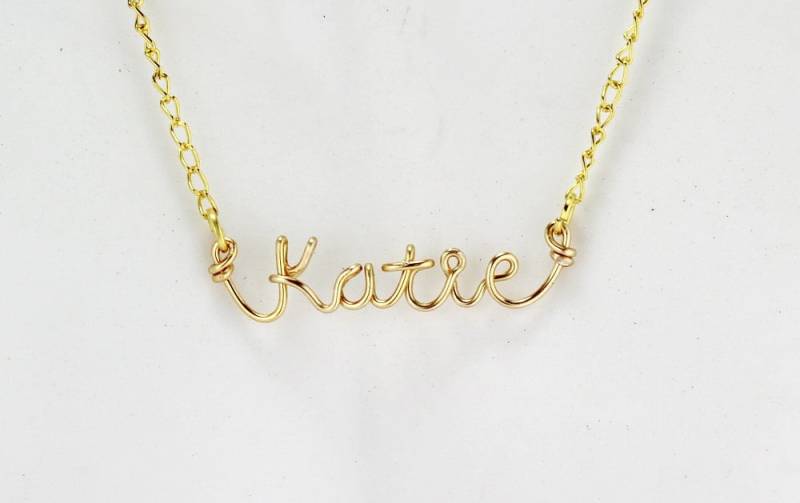 Draht Personalisierte Namen Halskette, Custom Made Name Oder Ein Wort Goldkette, Anhänger Halskette von FabulousWire