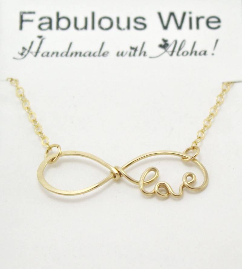 Gold Liebe Infinity Necklace, Handgefertigten Gefüllten Golddraht, Unendliche Schmuck, Brautjungfer Halskette, Ewigkeit Ewig Freundschaft Geschenk von FabulousWire