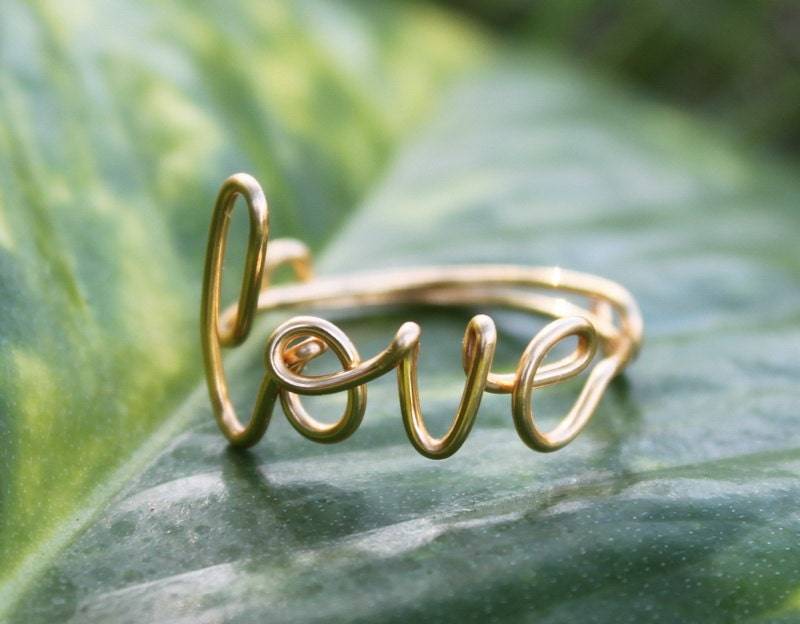 Golddraht Liebesring - Verstellbares Band Zierlicher Ring, Konversationsring von FabulousWire